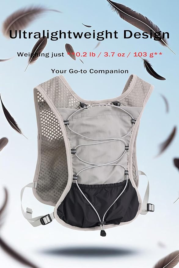Hydration Running Vest Ultra-Lightweight for Women Men [2025 Upgraded], Breathable All-Weather Water Vest Hiking Backpack, Adjustable Water Backpack for Hiking, Cycling, Trail Marathon Race