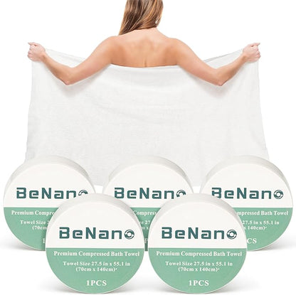 Premium Compressed Towel Tablets 100% USDA 55.1 in 27.5 in (5 Pack)