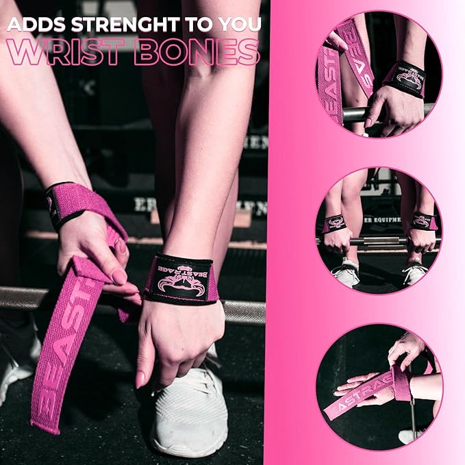 BEAST RAGE Lifting Straps for Weightlifting, Weight Lifting Straps Gym Power Workouts Lifting Wrist Straps Padded Cotton Men Women Support Lifters Deadlift Straps Hard Pull Exercise Straps