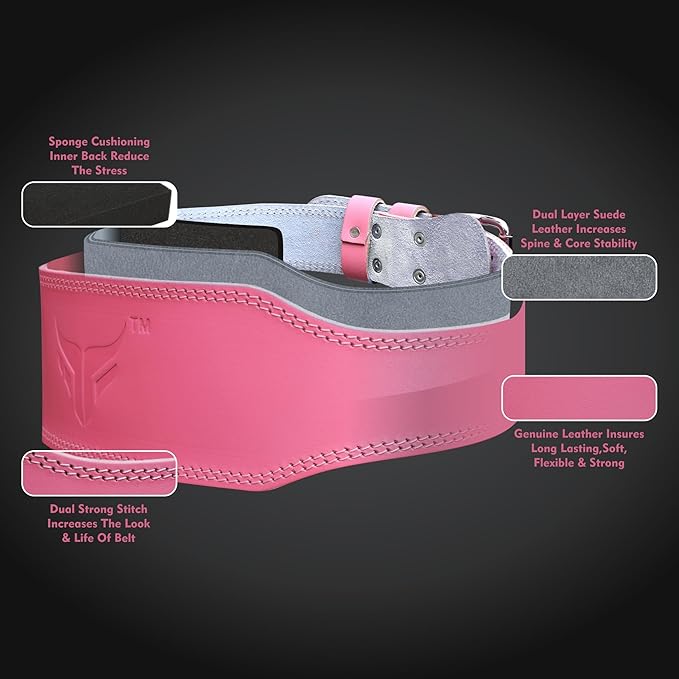 Mytra Fusion Weight Lifting Belt Women Gym Belt 7MM Thick 4" wide 100% Real