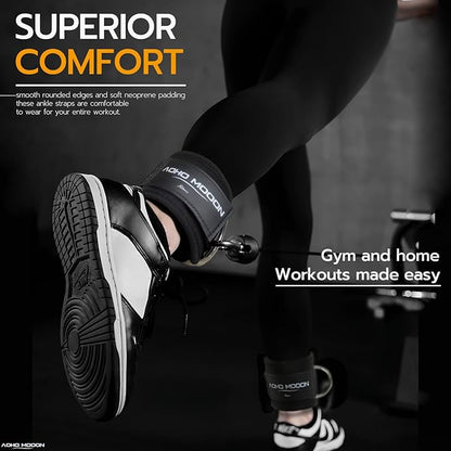 Comfortable Adjustable Padded Ankle Wrist Cuffs Neoprene Padded Straps D-Ring Glute Kickback for Cable Machine, Ideal for Glutes Exercises