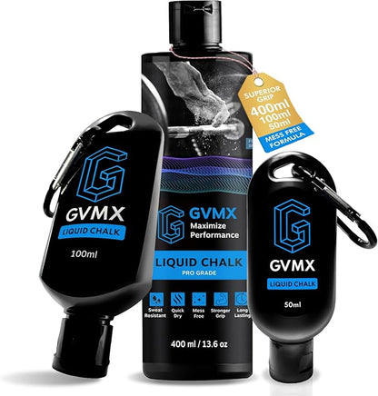 50ML/100ML/400ML Superior Grip Premium Liquid Chalk. Long Lasting Mess-Free Gym Chalk for Weightlifting, Gymnastics, Climbing. Fast Drying Refillable Gym Accessories. Package May Vary.