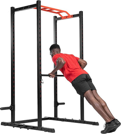 Sunny Health & Fitness Power Cage Squat Rack Upgrade Attachments, Dip Bar, Plate Bar Holder, Belt Squat, J Hook, Lat, Adapter, U Ring, Pull Up Bar, Landmine, Captain's Chair, Tricep Rope For Home Gym