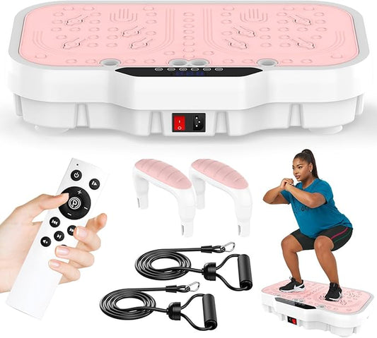 Vibration Plate Exercise Machine, 8000 Vibrations/min Adjustable Fitness Platform, Whole Body Workout Extra Large Size Platform with 400 Lbs Capacity, Bluetooth for Weight Loss, Women & Men