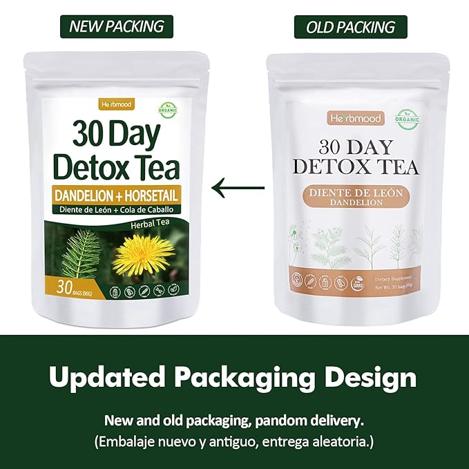 Te de Diente de Leon 30 Day Cleanse Dandelion Tea, Herbmood Natural Herbs Tea Bags para Perder Peso, 30Count (Pack of 2)