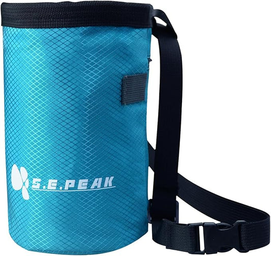 Chalk Bag for Rock Climbing, Chalk Bag with Zippered Pocket,Climbing Chalk Bag,Side Drawstring Closure for Rock Climbing Weight Lifting Gymnastics Workout,Blue