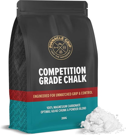 Climbing Chalk - Competition-Grade Gym Chalk for Rock Climbing, Bouldering, Gymnastics, Weightlifting - Magnesium Carbonate Lifting Chalk, 60/40 Chunk & Powder Blend, No Additives - 200g