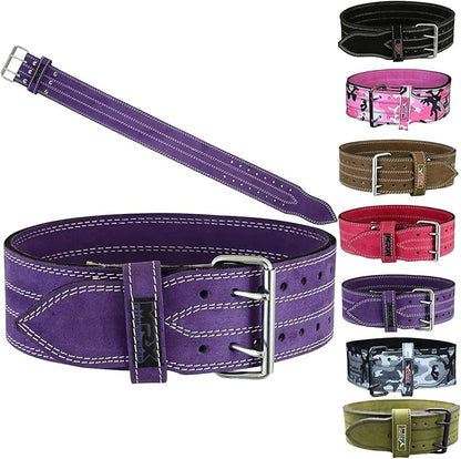 MRX Powerlifting Leather Belt 4" Wide 10mm Thickness 2 Prong