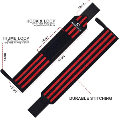 Wrist Wraps for Weightlifting - USPA & IPL Approved 18" Gym Wrist Support with Thumb Loop - Heavy Duty Lifting Wrist Straps for Fitness, Workout, Powerlifting, & Bodybuilding (Pair)