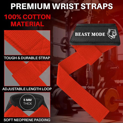 TECEUM Wrist Lifting Straps with Neoprene Padding Support – Heavy Duty Wrist Workout Straps For Men and Women – Ideal for Powerlifting, Strength Training, Bodybuilding