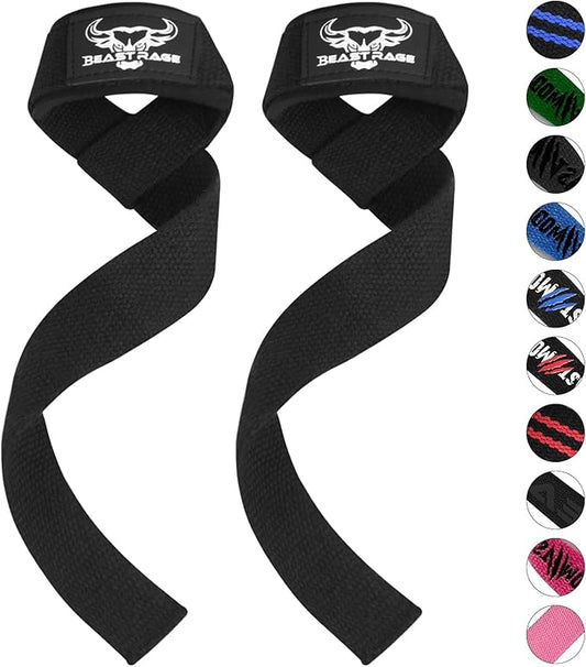 BEAST RAGE Lifting Straps for Weightlifting, Weight Lifting Straps Gym Power Workouts Lifting Wrist Straps Padded Cotton Men Women Support Lifters Deadlift Straps Hard Pull Exercise Straps