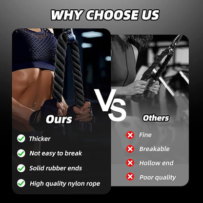 tchrules Universal Tricep Rope Pull Down, 27 Inch Heavy Duty Rope Length, Easy to Grip & Non Slip Cable Workout Exercise Machine Attachment, Suitable for Professional Gyms