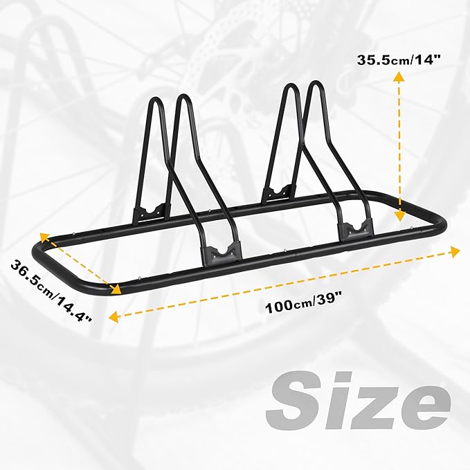 CyclingDeal Bike Rack Floor Parking Bike Stand for up to 6 Bicycles | Indoor, Home & Garage Storage Rack | Stable & Secure Bicycle Stand w/Tire Grooves Up to 29", Holding Plates & Custom Spacing