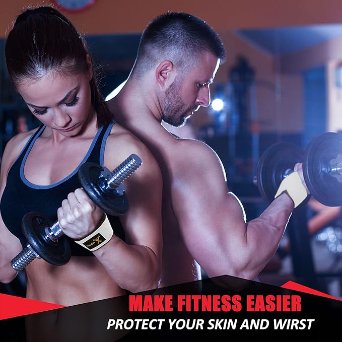 ihuan Wrist Straps for Weight Lifting - Lifting Straps for Weightlifting | Gym Wrist Wraps with Extra Hand Grips Support for Strength Training | Bodybuilding | Deadlifting