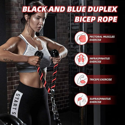tchrules Universal Tricep Rope Pull Down, 27 Inch Heavy Duty Rope Length, Easy to Grip & Non Slip Cable Workout Exercise Machine Attachment, Suitable for Professional Gyms