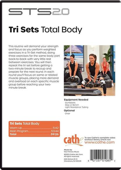 Cathe Friedrich's STS 2.0 Tri Sets Total Body Workout DVD For Women & Men - Use This Strength Training DVD To Tone and Sculpt Your Lower and Upper Body Muscles