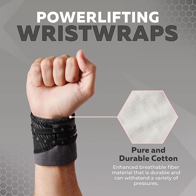 PICSIL Adjustable Wrist Support, Premium Fabric Weightlifting and Yoga Sweat Bands for Gym, for Women and Men, 1 Pair