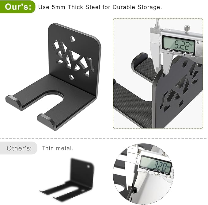 Kipika Versatile Wall Mounted Barbell Holder with Hooks Storage Rack for Barbell Bars Holds Under 33mm Bar Size and Fitness Accessories Space-Efficient Gym Organization for Home & Commercial Use