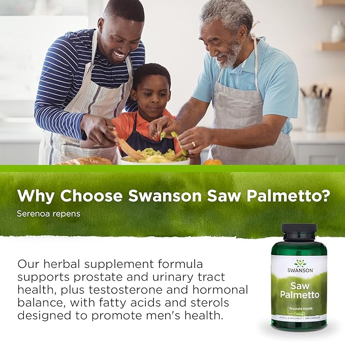 Swanson Saw Palmetto - Herbal Supplement Promoting Male Prostate Health Support - Natural Hair Supplement & Urinary Health Support (540 mg 250 Capsules) 2 Pack
