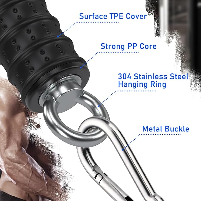 TOBWOLF Gym Cable Extension, Fitness Extension Rope Attachment Compatible with Home Gym Accessories Thick 0.2", Replacement Gym Cable Machine Extension for LAT/Tricep Pull Down, Leg Extensions Machine