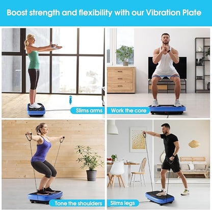 Vibration Plate Exercise Machine for Lymphatic Drainage,Softgym Power Vibrate Stand Shake Board 400 Lbs Capacity Whole Body Workout Waver with Fitness Resistance Bands Weight Loss Gifts for Women Men