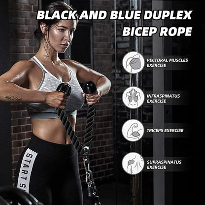 tchrules Universal Tricep Rope Pull Down, 27 Inch Heavy Duty Rope Length, Easy to Grip & Non Slip Cable Workout Exercise Machine Attachment, Suitable for Professional Gyms
