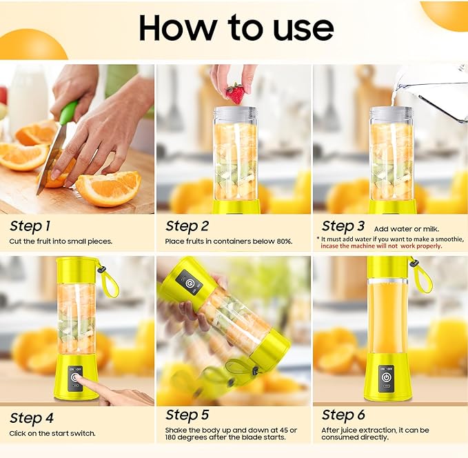 Portable Personal Size Mini Blender - 2025 Upgraded Cordless Blender for Smoothies & Shakes, Type-C Rechargeable, 380Ml Traveling BAP Free Juicer Cup for Sports/Travel/Home, 20000Rpm/Min Speed