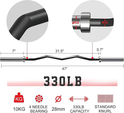 Elevens Olympic Barbell Training Curl Weight Bar 300LBS/330LBS/700LBS /1000LBS/1500LBS Capacity,Chrome