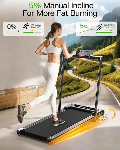 Walking Pad with Incline, Incline Treadmills for Home, 2.5 HP Under Desk Treadmill Small with Remote Control, Walking Pad Small Treadmill with LED Display