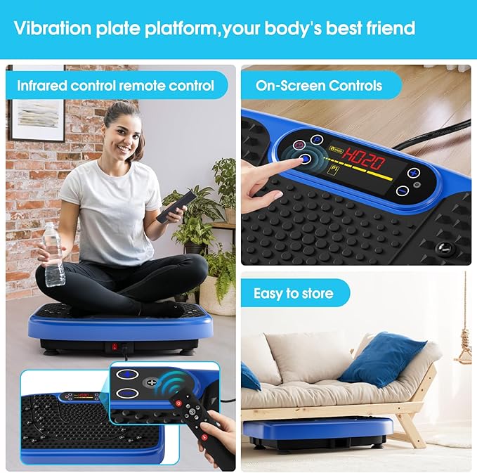 Vibration Plate Exercise Machine for Lymphatic Drainage,Softgym Power Vibrate Stand Shake Board 400 Lbs Capacity Whole Body Workout Waver with Fitness Resistance Bands Weight Loss Gifts for Women Men