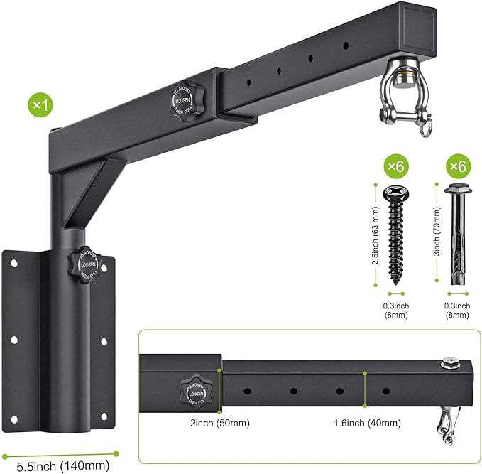 BeneLabel Wall Mount Heavy Bag Hanger, Heavy Duty Punching Bag Stand, Boxing Bag Bracket for Home Gym Indoor Outdoor, 800 LB Capacity