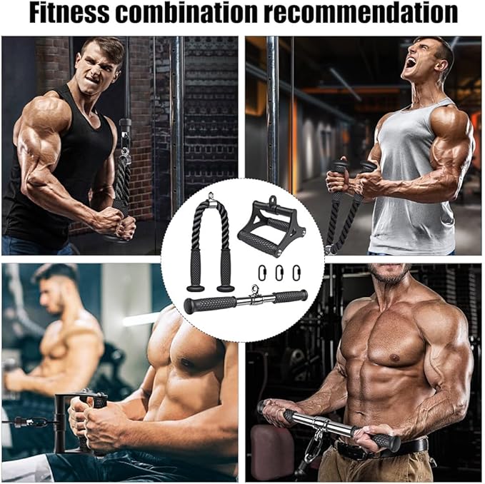 Kipika Tricep Pull Down Attachment, Cable Machine Accessories for Home Gym, Cable Machine Attachments Pulley System Gym, LAT Pull Down Attachment Weight Fitness