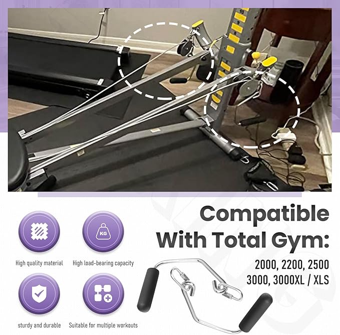 Open Ended Chrome Grip Handles for Tot-al Gym Home Workout Machines 2000, 2200, 2500, 3000, 3000XL, XL, XLS - Total Gym Accessories Compatible with Supra, Electra, FIT, Black