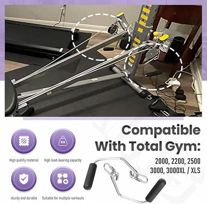 Open Ended Chrome Grip Handles for Tot-al Gym Home Workout Machines 2000, 2200, 2500, 3000, 3000XL, XL, XLS - Total Gym Accessories Compatible with Supra, Electra, FIT, Black