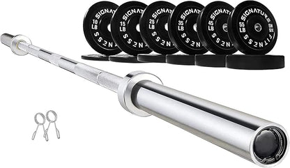 Signature Fitness 2" Olympic Bumper Plate Weight Plates 7FT Olympic