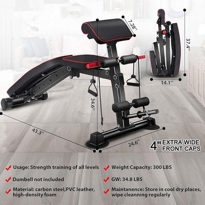 Adjustable Weight Bench - Utility workout Benches for Exercise