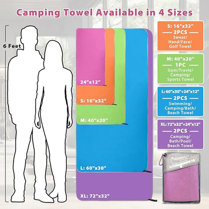 SYOURSELF 2 Pack Microfiber Towel Bath(XL:72"x32"+12"x24")