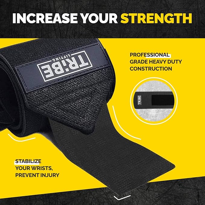 Weightlifting Wrist Wraps 18" Premium Quality Wrist Support with Heavy Duty Thumb Loop - Best Wrap for Powerlifting, Strength Training, Bodybuilding for Men & Women
