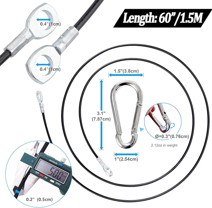 Taeku Fitness Pulley Cable, Heavy-Duty 6mm Steel Wire Rope for Home Gym, Adjustable Replacement Cable for Weightlifting, LAT Pulldown, and Cable Machine Accessories