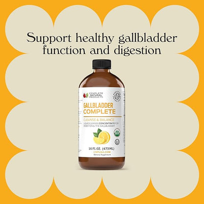 Complete Natural Gallbladder Complete - Liquid Supplement for Gallbladder Support, Liver Cleanse, and Digestive Health with Apple Cider Vinegar, Turmeric, Beet, Digestive Enzymes, Milk Thistle - 16oz