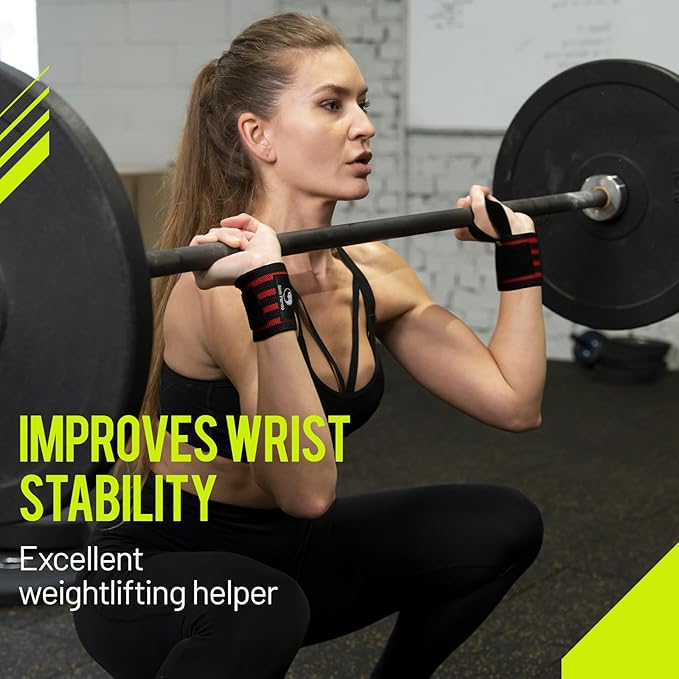 Slim Panda Weightlifting Wrist Wraps- Upgraded Wrist Support with Heavy Duty Thumb Loop for Powerlifting, Bodybuilding, and Weight Lifting Men & Women