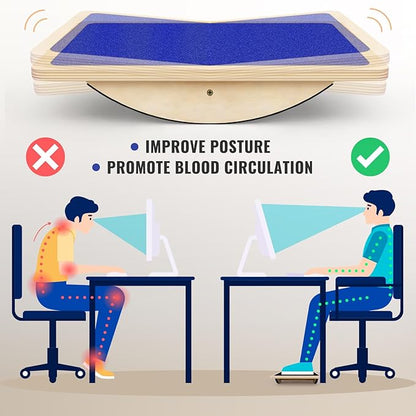 Professional Balance Board for Adults - Anti-Slip 350LBS Wobble Board for Physical Therapy, Standing Desk, Core Strength - Wooden Rocker Board