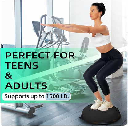 Half Balance Ball, 23 Inch Balance Ball Trainer with Foot Pump for Improving Balance Core Strength and Fitness, Balance Balls Perfect for Home Gym Workout Use