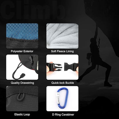Rhino Valley Climbing Chalk Bag, No Leak Drawstring Chalk Bag with Adjustable Belt, Carabiner Clip and Zippered Pockets Chalk Bag for Climbing, Cross Fit, Weight Lifting & More