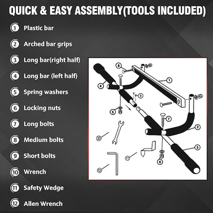 TOPOKO Upgrade Pull Up Bar for Doorway - Max Capacity 440 lbs, Portable Upper Body Workout Bar for Strength Training