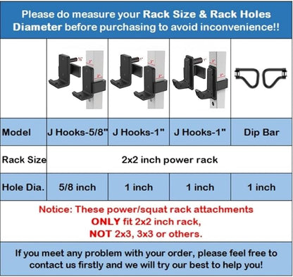 SELEWARE Solid Steel J Hooks for 2" x 2" or 3" x 3" Tube 1" or 5/8" Hole 2