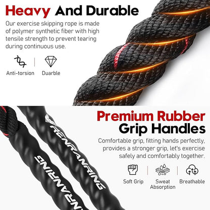 Jump Rope, 3lb 4lb 5lb Weighted Jump Rope 9.8ft Heavy