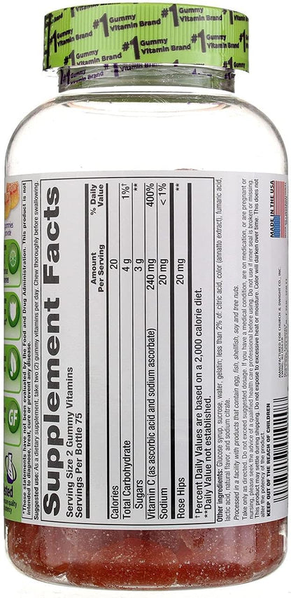 VitaFusion Power C Gummy Vitamins for Adults Absolutely Orange - 150 ct, Pack of 6