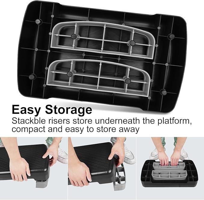 Height-Adjustable 4"-6" Step Aerobics Platform Fitness Equipment Stepper 2 Riser