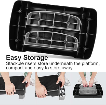 Height-Adjustable 4"-6" Step Aerobics Platform Fitness Equipment Stepper 2 Riser